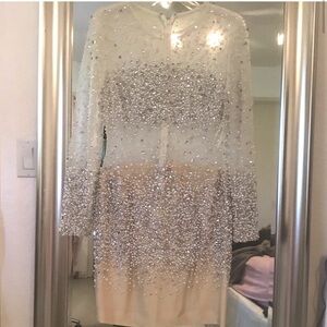Elegant rhinestone and faux Pearl Embellished Dress